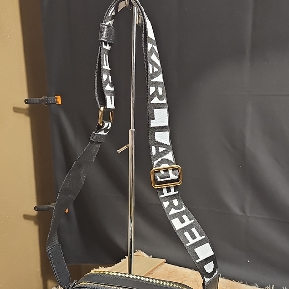 Karl Lagerfeld Black Textured Leather Bag - Picture 3 of 10